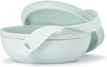 W&P Porter Ceramic Bowl Lunch Container w/ Protective Non-slip Exterior, Mint 1 Liter | Lid & Snap-tight Silicone Strap | Food Storage, Bento Box, Meal Prep | BPA-Free Ceramic