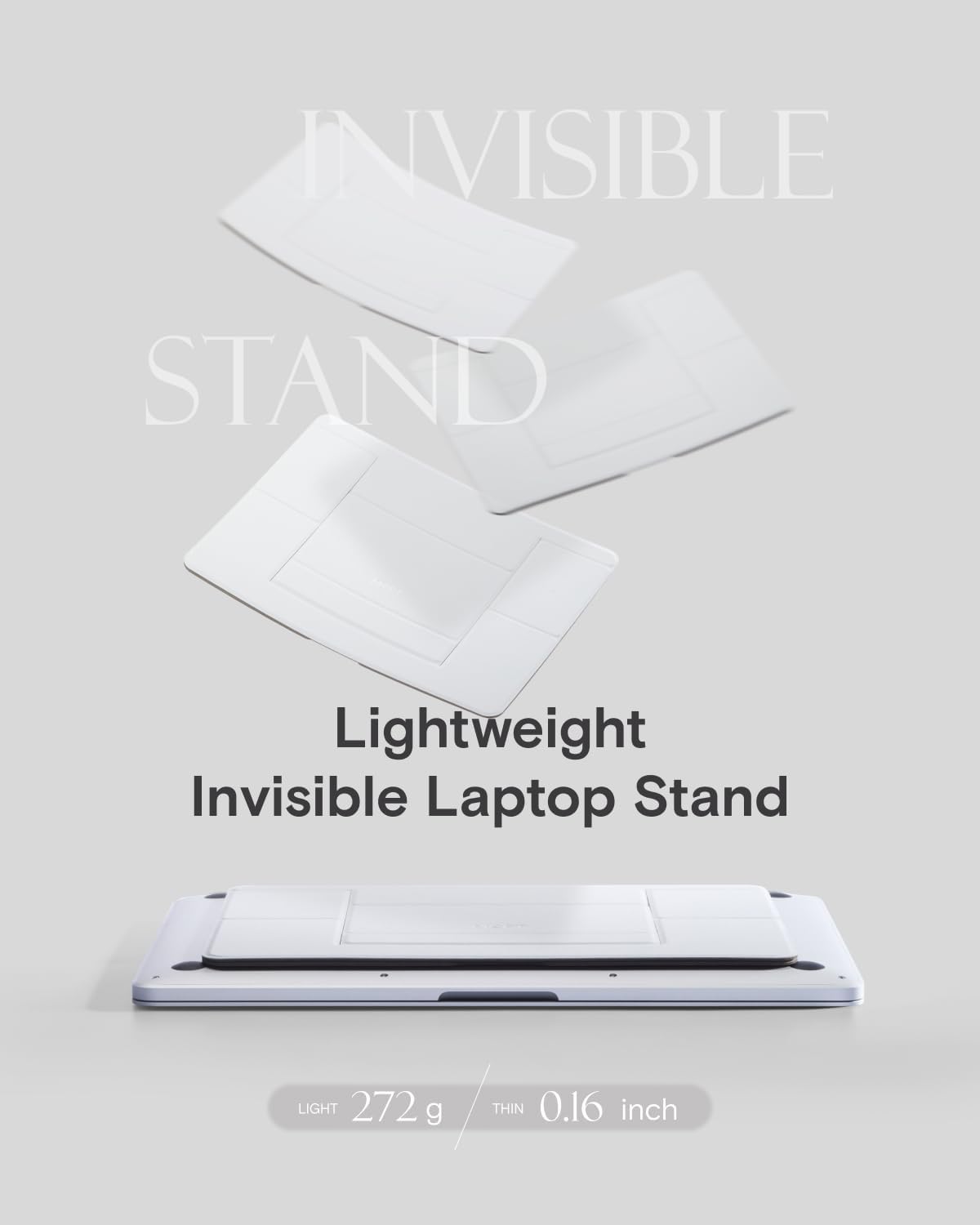 MOFT Invisible Laptop Stand for Desk, Stick-Free Tablet and Computer Stand with Dual-Angle, Foldable&Portable Laptop Riser Holder, Fits 13"+ Tablets & 15"+ Laptops, Space Gray (Non-Adhesive Version)