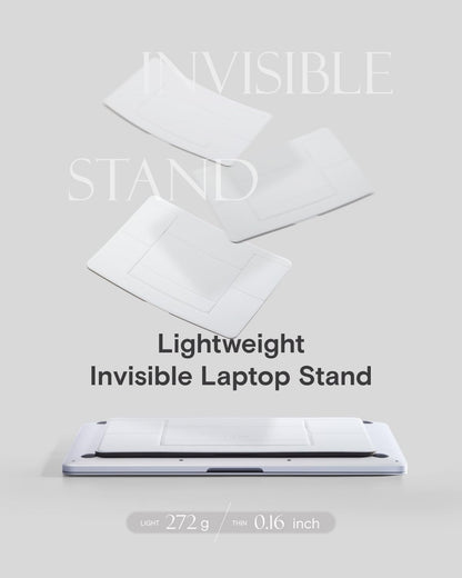 MOFT Invisible Laptop Stand for Desk, Stick-Free Tablet and Computer Stand with Dual-Angle, Foldable&Portable Laptop Riser Holder, Fits 13"+ Tablets & 15"+ Laptops, Space Gray (Non-Adhesive Version)