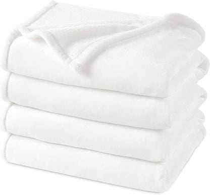 PHF Ultra Soft Fleece Blanket Queen Size, No Shed No Pilling Luxury Plush Cozy 300GSM Lightweight Blanket for Bed, Couch, Chair, Sofa Suitable for All Season, 90" x 90", White