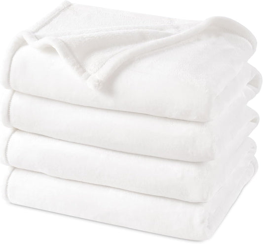 PHF Ultra Soft Fleece Blanket Twin Size, No Shed No Pilling Luxury Plush Cozy 300GSM Lightweight Blanket for Bed, Couch, Chair, Sofa Suitable for All Season, 66" x 90", White