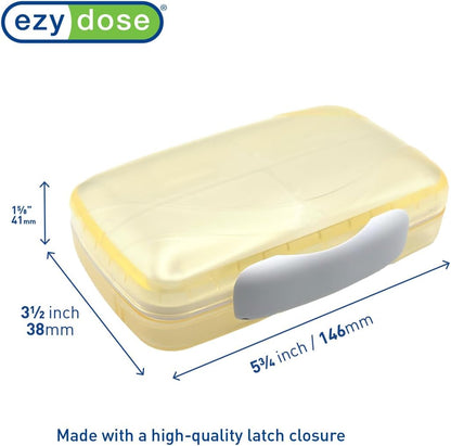EZY DOSE Moisture-Proof Pill Case, Medicine Planner, Vitamin Organizer Box, Travel-Friendly, Latch-Closure to Secure Contents, 8 Individual Compartments of Multiple Sizes with Tight Seal, Large, Cream