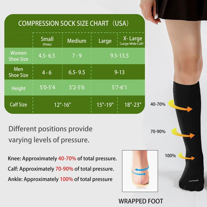 LEVSOX Viscose Made from Bamboo Compression Socks for Pregnant Women 20-30 mmHg Knee High Cute Mens Supports Socks for Travel