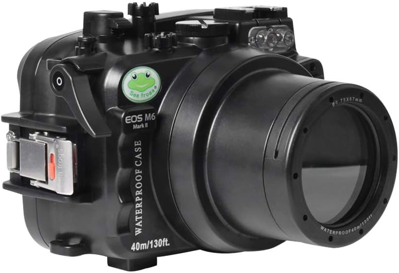 Sea frogs Underwater Camera Case Compatible with Canon EOS M6 Mark II 60MM IPX8 40m/130ft Maximum Diving Depth Waterproof Camera Housing for Diving, Surfing, Rowing, Skiing