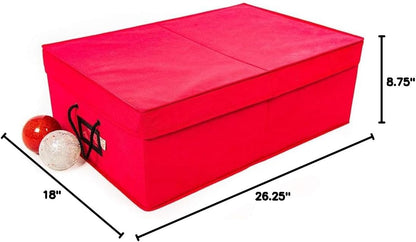 Santa's Bags [Christmas Ornament Storage Box with Dividers] - (Holds 48 Ornaments up to 4 Inches in Diameter) | Acid-Free Removable Trays with Separators | 2 Removable Trays