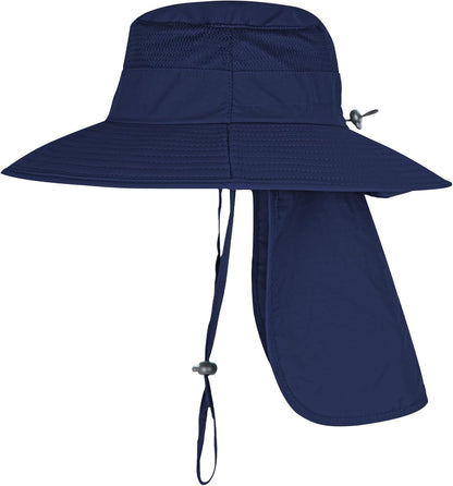 Sun Hats for Men Women Fishing Hat UPF 50+ Breathable Wide Brim Bucket Hats Summer UV Protection Safari Hat with Neck Flap