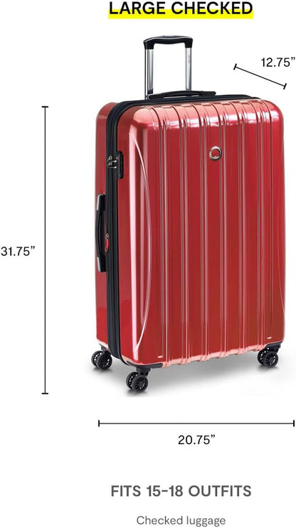 DELSEY PARIS Helium Aero Hardside Expandable Luggage with Spinner Wheels, Brick Red, Checked-Large 28 Inch