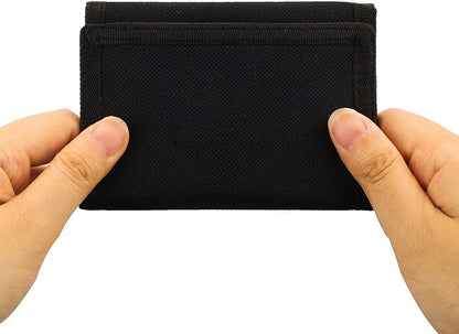 NEICY RFID Blocking Canvas Wallet for Men and Women - Camo Trifold Outdoor Sports Wallets with Magic Sticker for Teen Kids (Black Set)