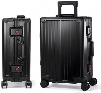 All Aluminum Carry On Luggage 22x14x9 Airline Approved，Hard Shell Carry On Luggage, Zipperless Luggage Aluminum Suitcase Luggage (black, 20inch)