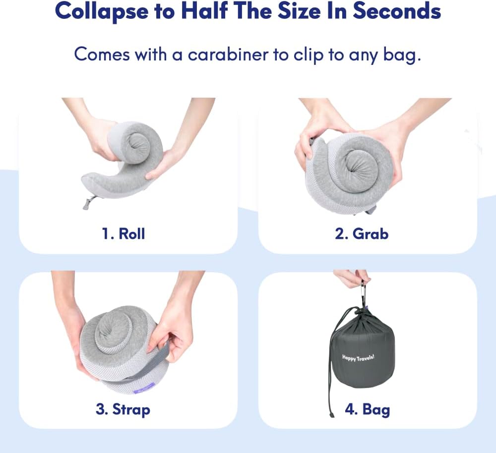 C CUSHION LAB Travel Pillow, Award-Winning Patented Ergonomic Design for Chin & Neck Support Memory Foam Neck Pillow, Compact Airplane Pillow for Traveling, Flight, Car (Bold Red, Medium)