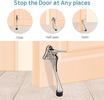 Door Stopper, One-Touch semi-Automatic Metal Door Stopper, with Non-Slip Rubber Tip for Wood, Concrete, Tiled, and Carpeted Floors (6inch x 1pack, Dark Grey)