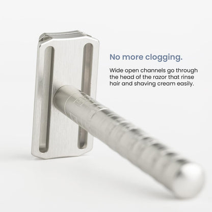 Henson Shaving Razor - Aluminum Double Edge Safety Razor with 5 Spare Blades - 30° Angled Precision With Superior Blade Rigidity- Reusable Single Blade Razors For Men and Women - Mild Aggression
