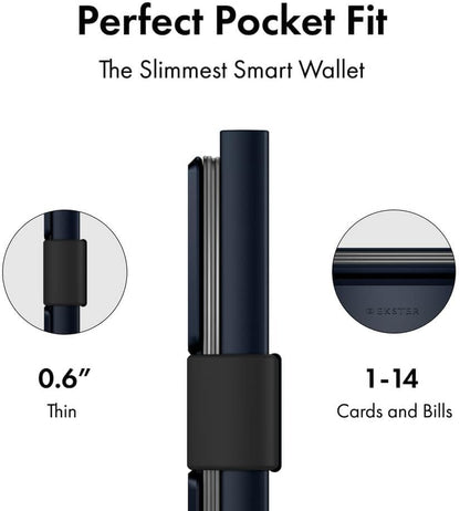 Ekster - Aluminum Cardholder Pro Wallet - All-Metal Aluminum Wallet for Men - Fits 7 Cards, RFID Blocking Layer, Ultra-Thin, Minimalist, Push Button, Card Access, Expandable, Trackable (Midnight Blue)