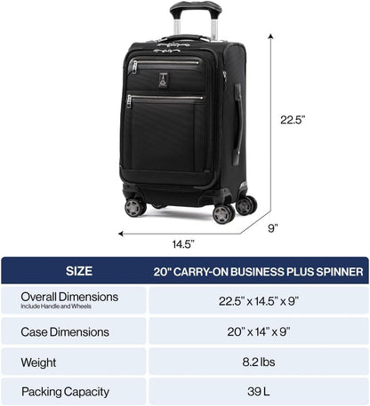 Travelpro Platinum Elite Softside Expandable Carry on Luggage, 8 Wheel Spinner Suitcase, USB Port, Laptop and Tablet Sleeves, Men and Women, Vintage Grey, Carry On 20-Inch