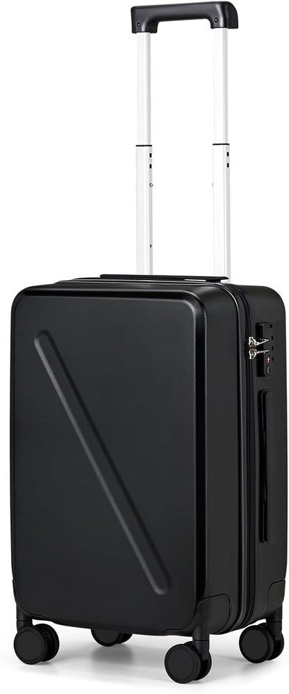 MILADA 20 Inch Carry On Luggage 22x14x9 Airline Approved with Wheels Lightweight HardShell Suitcases Bag Rolling Luggage for Travel, Black