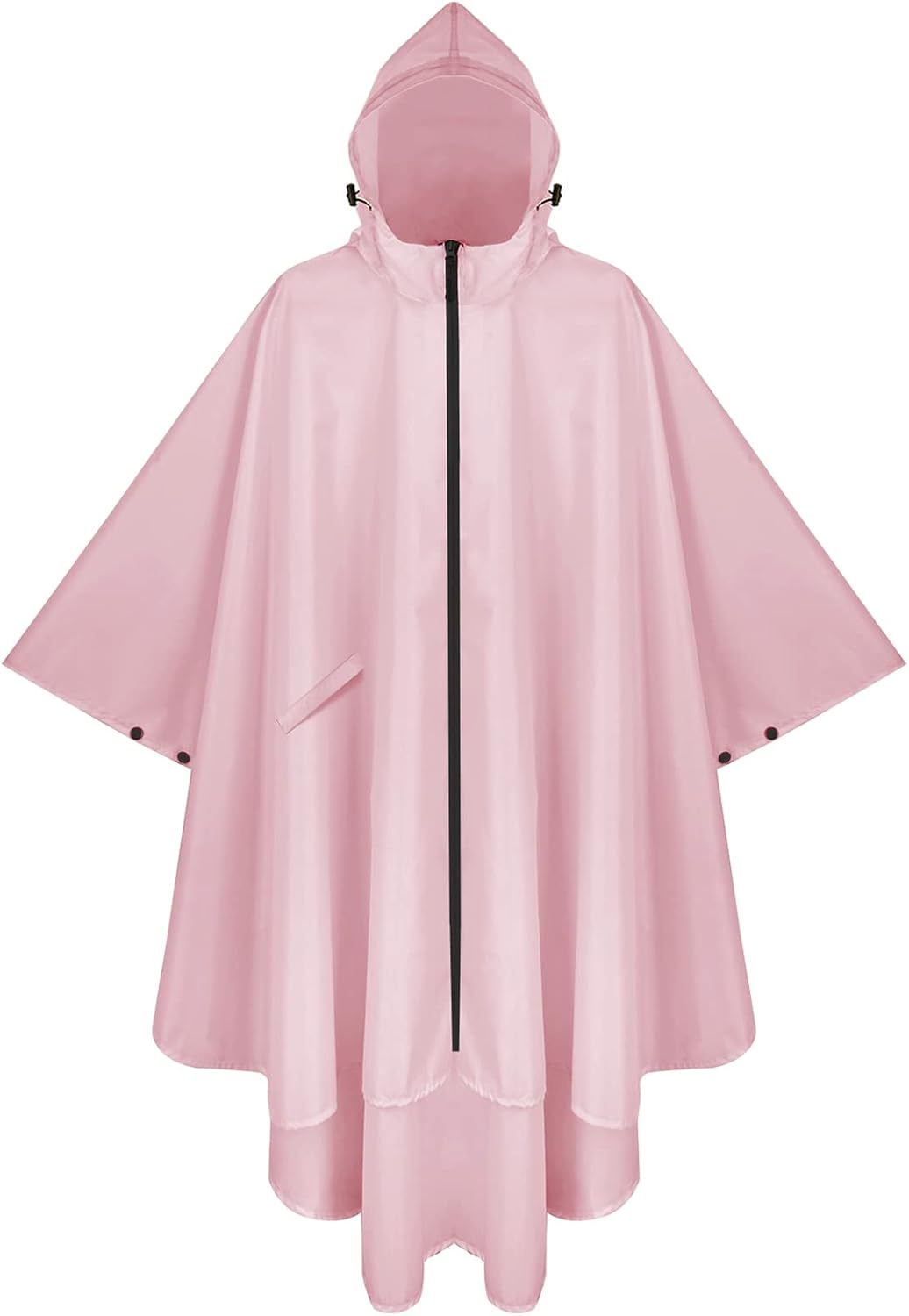 PTEROMY Hooded Rain Poncho for Adult with Pocket and Zipper, Waterproof Lightweight Raincoat for Men and Women