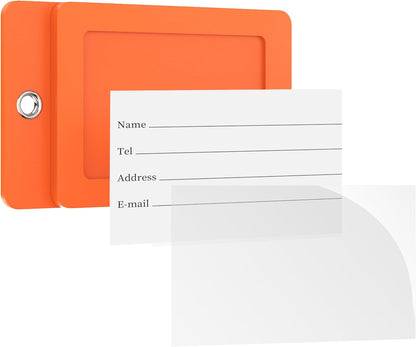 Gostwo 2 Pack Luggage Tags for Suitcases, 26 Initial Letter Travel Luggage Baggage Identification Labels ID Tag Fully Bendable Tags with Stainless Steel Loop (Orange) (Letter F)