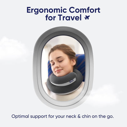 Vesta Loop Neck Pillow for Travel, Spiral Wrapping Design for Enhanced Chin & 360º Support, S-Shape Memory Foam Airplane Pillow for Flight, Car, Office, and at Home (Space Grey, S-Shape)