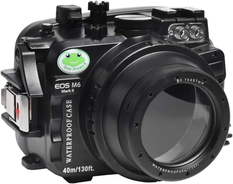 Sea frogs Underwater Camera Case Compatible with Canon EOS M6 Mark II 28MM IPX8 40m/130ft Maximum Diving Depth Waterproof Camera Housing for Diving, Surfing, Rowing, Skiing