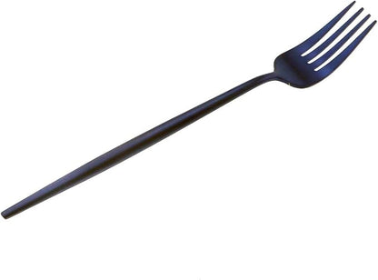 Matte Blue Gugrida 5-Piece 18/10 Stainless Steel Silverware Set, Satin Finish Flatware, Kitchen Utensils, Tableware Travel Cutlery for Camping, Office or School Lunch, Dishwasher Safe