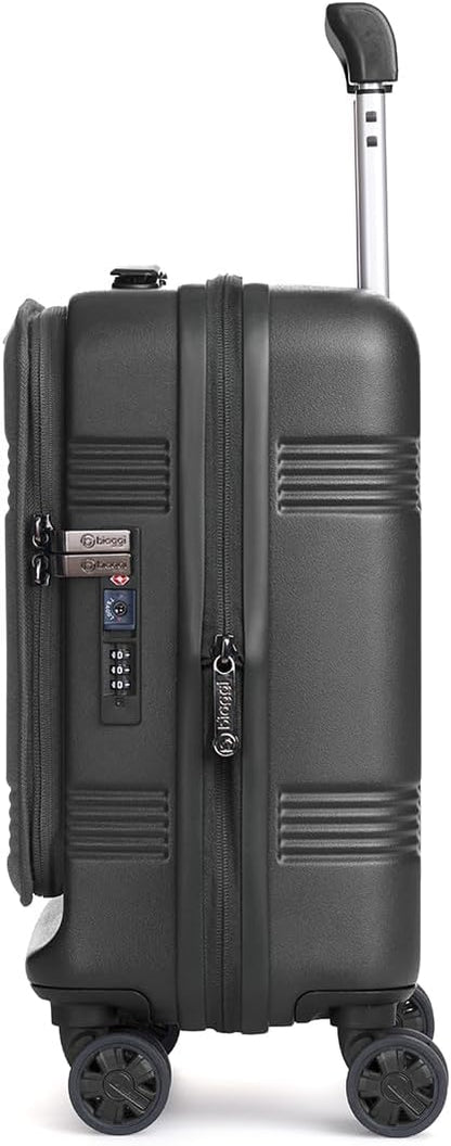 biaggi Runway Hybrid Expandable Underseat Carry-On – Lightweight TSA-Approved Polycarbonate Travel Bag, Perfect for Getaways & Long Weekends (Expandable Underseater, Black)