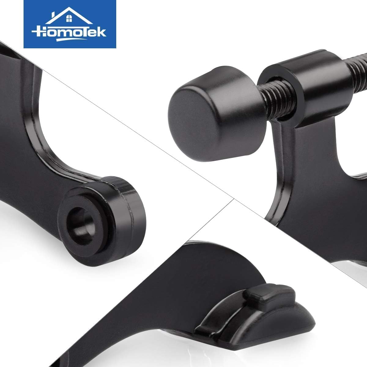 HOMOTEK 12 Pack Hinge Pin Black Door Stopper,Adjustable Deluxe Heavy Duty Door Stopper 2-1/2"x1-3/4”,with Black Rubber Bumper Tips