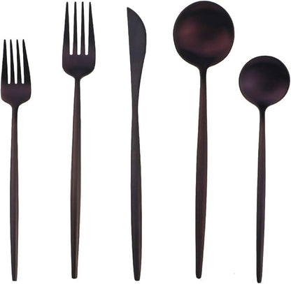 Gugrida 20-Piece 18/10 Stainless Steel Flatware Silverware, Luxury Dinnerware Set Travel Cutlery Tableware Include Knife Fork Spoon Service for 4,Healthy & Eco-Friendly Dishwasher Safe (Purple Matte)