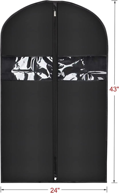 Univivi 16 Pack Suit Garment Bag for Men, 40-Inch Suit Cover Bag Garment Bag for Multiple Suits for Closet Storage with Clear Window for Suit Jacket, Skirt, Shirt and Coat, Black, UN0755