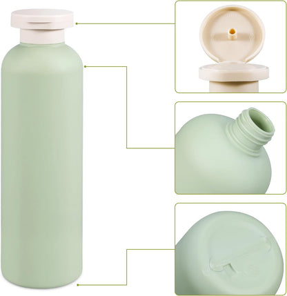 13.5 oz Plastic Travel Shampoo Bottles, Refillable Flip Cap Squeeze Bottles for Toiletries, Large Leakage-proof Travel Shampoo and Conditioner Container (Blue and Green)