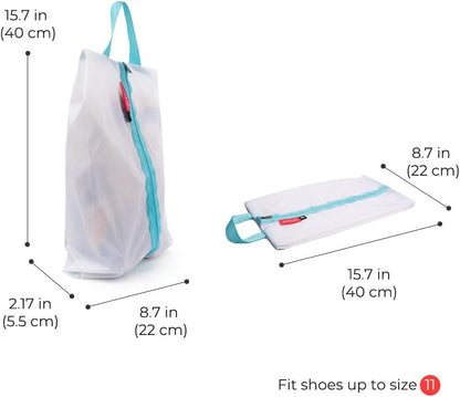 pack all Ultralight Shoe Bag for Travel, Water-Resistant Shoe Pouch for Gym, Odor-Resistant Soccer Cleats Bag for Sport (White, 1-Pack)