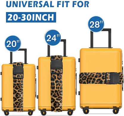 Luggage Straps for Suitcases Travel Belt Accessories, Cute Suitcase Strap, Adjustable Luggage Belt Strap, Heavy Duty with Quick-Release Buckle Luggage Strap Luxury Brown Leopard