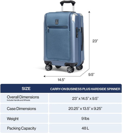 Travelpro Platinum Elite Hardside Expandable Carry on Luggage, 8 Wheel Spinner, TSA Lock, Hard Shell Polycarbonate Suitcase, Shadow Black, Carry on Laptop Pocket 21-Inch