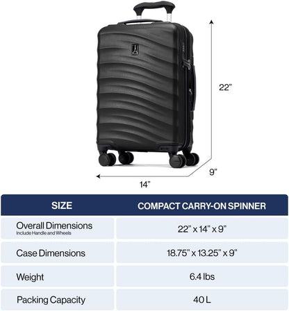 Travelpro Maxlite Air V2 Hardside Expandable Carry on Luggage, 8 Spinner Wheels, Lightweight Hard Shell Suitcase, TSA lock, Black, Compact Carry On 20-Inch