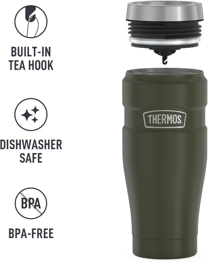 THERMOS Stainless King Vacuum-Insulated Travel Tumbler, 16 Ounce, Army Green (Pack of 4)
