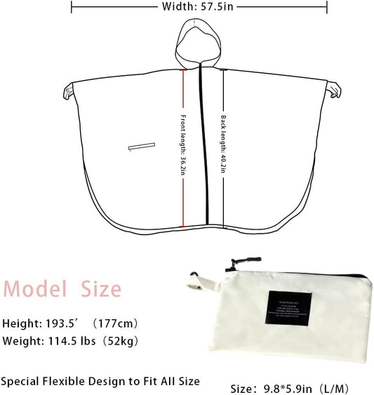 Rain Poncho Jacket Coat Hooded Zipper Style for Women/Men/Adult with Pocket