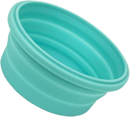 CARTINTS Small Collapsible Bowl Silicone Food Storage Containers Collapsible Camping Bowl for Travel Camping Hiking with Airtight Plastic Lids and 2Pack Silicone Dish Sponges- Blue, 500ml