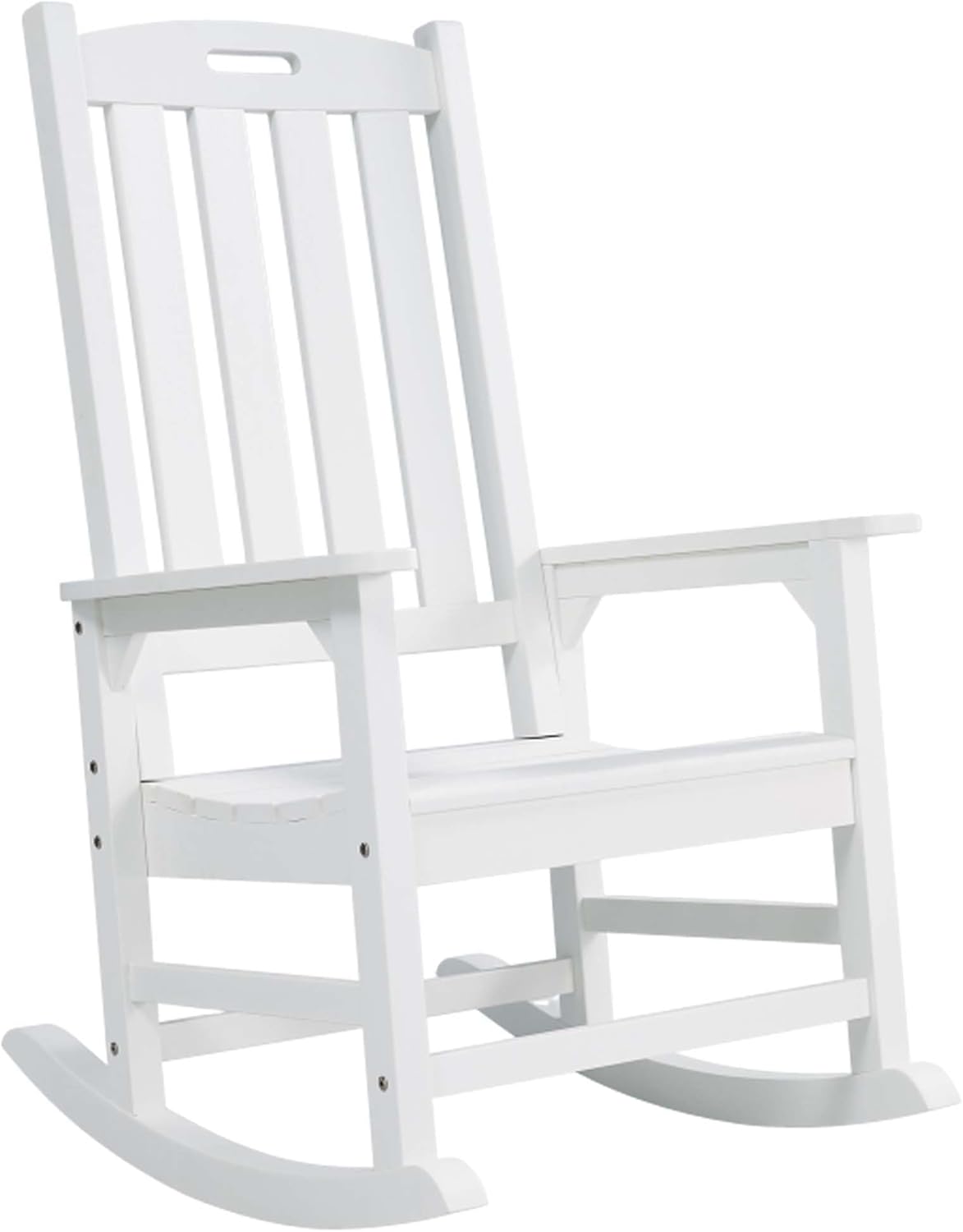 Psilvam Oversized Outdoor Rocking Chair, with 21" Wide Seat and 32" Tall Backrest, Pre-Assembled with Most Components for Effortless Installation (White)