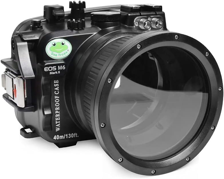 Sea frogs Underwater Camera Case Compatible with Canon EOS M6 Mark II 15-45MM 18-55MM IPX8 40m/130ft Maximum Diving Depth Waterproof Camera Housing for Diving, Surfing, Rowing, Skiing
