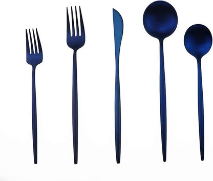 Gugrida 20-Piece 18/10 Stainless Steel Flatware Silverware, Luxury Dinnerware Set Travel Cutlery Tableware Include Knife Fork Spoon Service for 4,Healthy & Eco-Friendly Dishwasher Safe (Blue Matte)