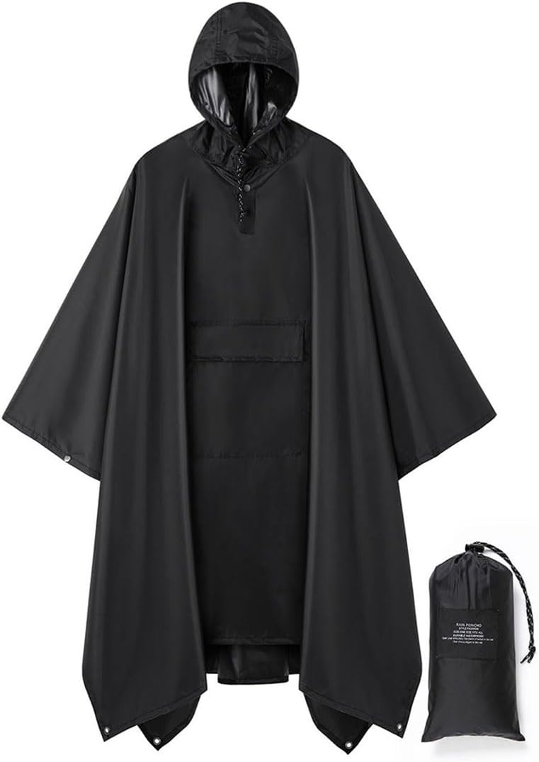 salamra Hooded Rain Poncho Waterproof Raincoat Jacket for Men/Women/Adults with Pocket