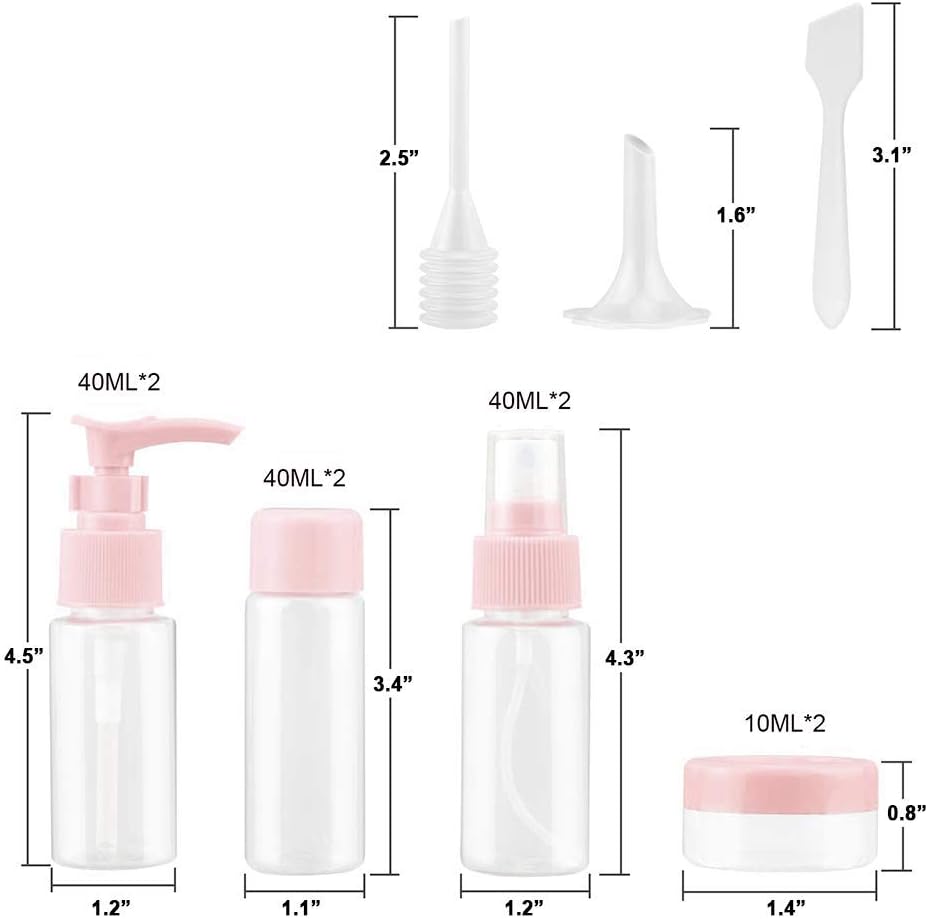 Vitog Travel Bottles Kit, TSA Approved Leak Proof Portable Toiletry Containers Set, Clear PET Flight Size Cosmetic Containers for Lotion, Shampoo, Cream, Soap, Set of 11
