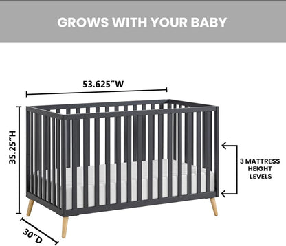 Oxford Baby Cozy Nest Convertible Island Crib, Midnight Slate/Natural