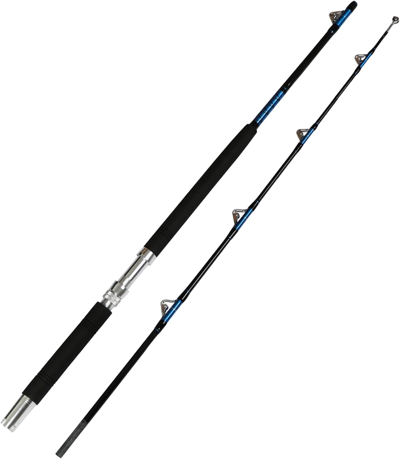 Fiblink Saltwater Offshore Heavy Trolling Fishing Rod Big Game Conventional Boat Fishing Roller Rod Pole with All Roller Guides (Heavy Power, 5-Feet 1-Inch)