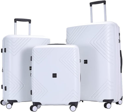 PRIMICIA GinzaTravel Rune series expandable 3 Luggage Sets,Lightweight Hardside Suitcase With Spinner Wheels TSA Lock,PP material business fashion suitcase