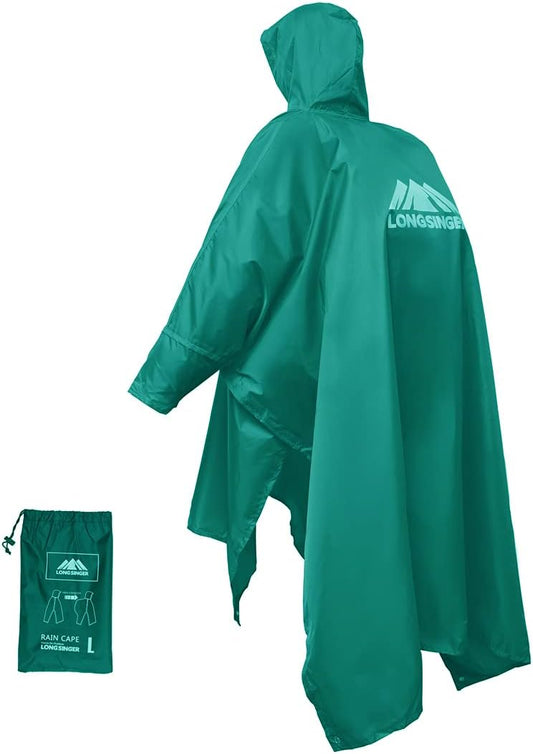 longsinger Rain Poncho for Adult, Waterproof Rain Poncho with Hood and Sleeve, Ideal for Hiking, Hunting, Camping
