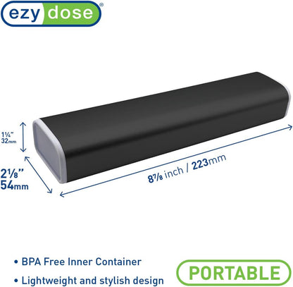 EZY DOSE Slide Pill Organizer, Stylish Medication Storage Case with Durable BPA-Free Plastic with Aluminum Exterior, Large 7-Day Weekly Compartments, Tablets, Vitamins, Compact, 9-Inch, Black