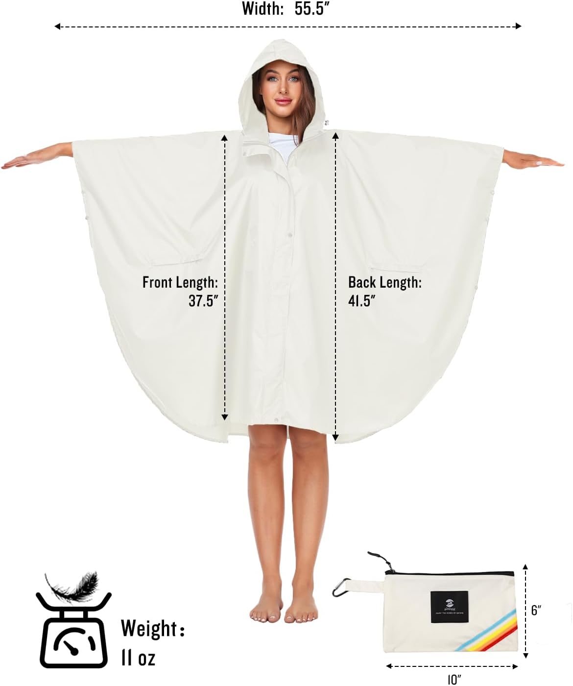SaphiRose Unisex Rain Poncho Hooded Waterproof Raincoat for Adults Women