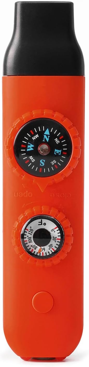Multifunctional Survival Emergency Whistle for Kids with Compass Hiking Survival, Thermometer & Neck Lanyard | Emergency Safety Gear for Hiking, Camping, Kayaking, Boating, Climbing
