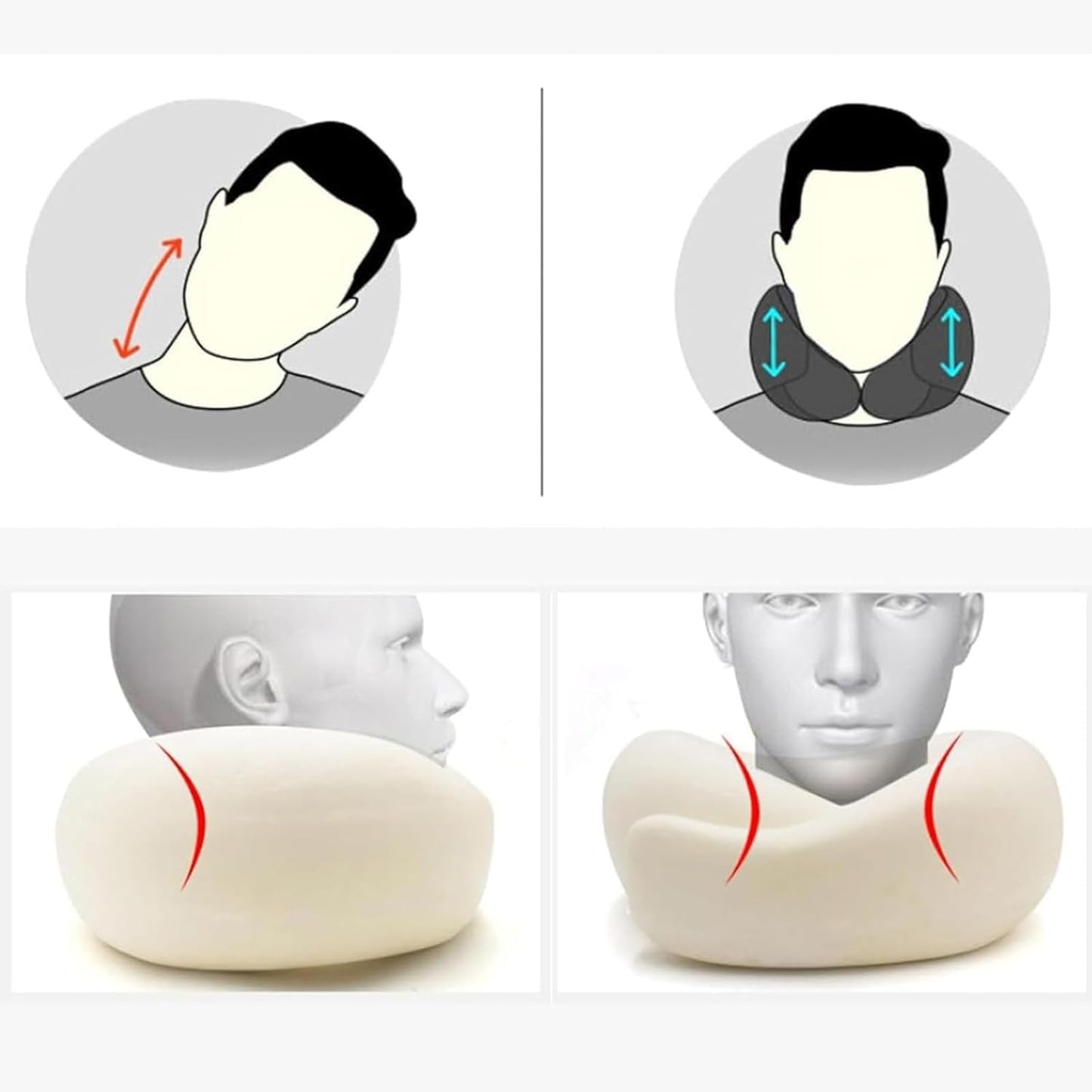 RURING Travel Pillows for Airplanes, Travel Neck Pillow Travel Pillow, Neck Pillow Airplane Memory Foam 360 Degree Support Stowable Pillows for Airplanes Offices and Cars 2PCS (Black)