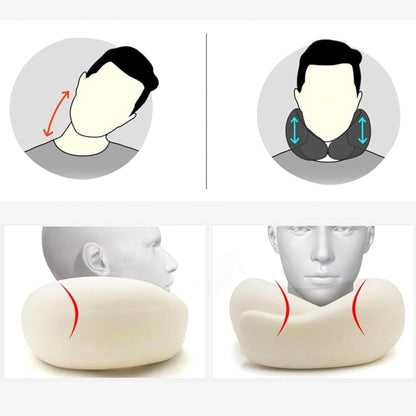 RURING Travel Pillows for Airplanes, Travel Neck Pillow Travel Pillow, Neck Pillow Airplane Memory Foam 360 Degree Support Stowable Pillows for Airplanes Offices and Cars 2PCS (Black)